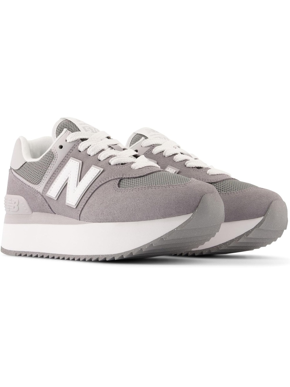 New Balance 574+ Platform Sneakers | Gray & White | Women’s Size 8